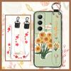 Phone Holder Durable Phone Case For Realme C65 Oil Painting Anti-dust Flower Silicone Shockproof Wristband Waterproof