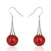 Needle Anti-allergic Red Agate Ball Bead Temperament Pendant Earring Earrings Ear Accessories Earrings Women