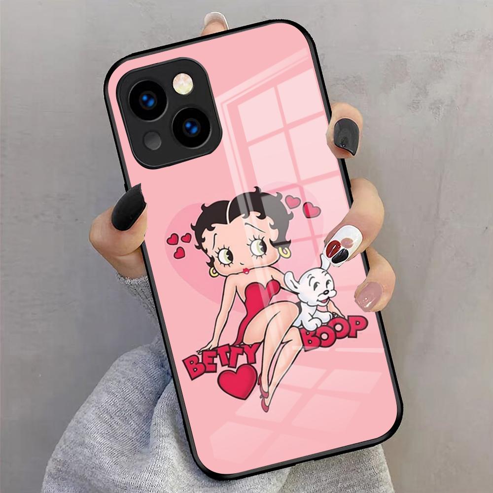 Betty Beautiful B-boop Phone Case For IPhone 17 Pro Max 16 15 14 Pro Max 13 11 X Xs Xr 8 7Plus Glass Cover