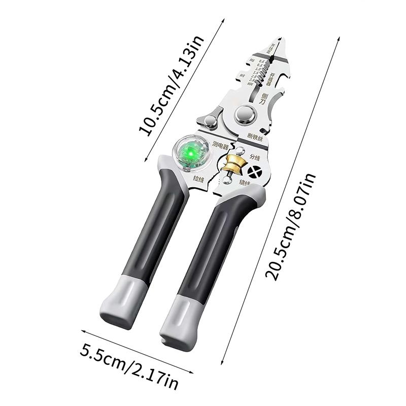 Складной стриппер 10 в 1 с клещами для измерения электричества для резки, зачистки проводов, кабеля, ножницы электрика