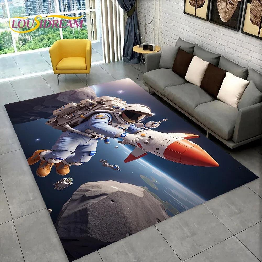 Astronaut Dream Universe Spaceman Outer Space Cartoon Carpet Rug for Bedroom Living Room Sofa Decoration, Large Decor Floor Mat