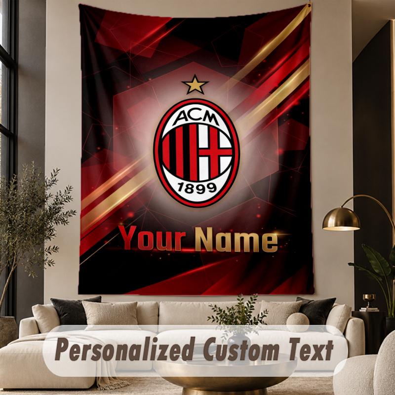 Custom Text Tapestry AC Milan Print Wall Tapestry Indoor Living Room Wall Decor