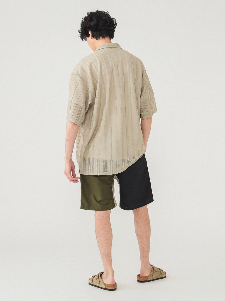 Мужская сетчатая рубашка Beams с открытым воротником, размер ПЕСОЧНЫЙ, размер L, 11011512147