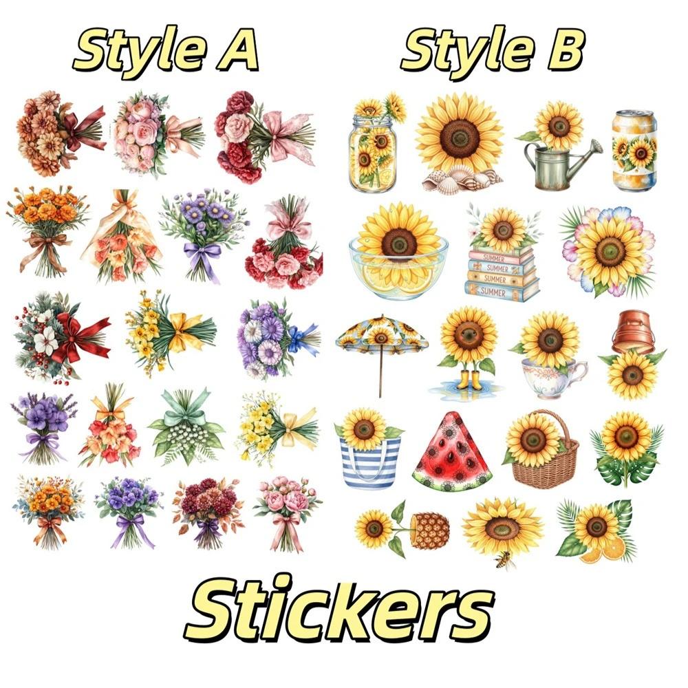 Stickers 18Pcs Watercolor hand-held bouquet decoration for Stationery Scrapbooking Diy Diary Album Labe journal stationery