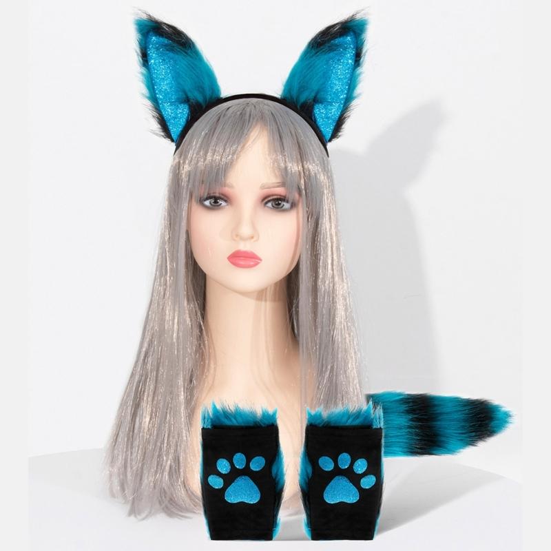 Костюм Животного Хэллоуин Лисы Костюм Аксессуары Animal Ear Headband, Перчатка, Плюшевый Хвост для Девочки Косплей