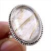 Natural Golden Rutile Gemstone 925 Solid Sterling Silver Jewelry Ring S.8 v5C71