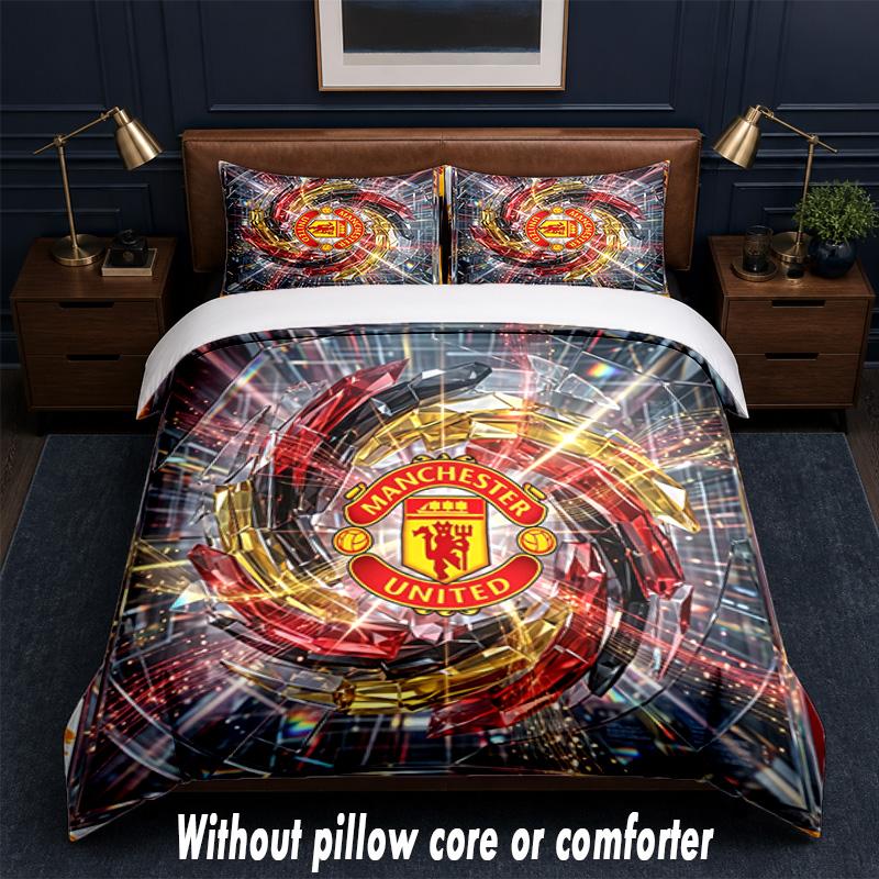 Дизайн Manchester United Постельное белье 1 пододеяльник + 2 наволочки Мягкое дышащее домашнее постельное белье