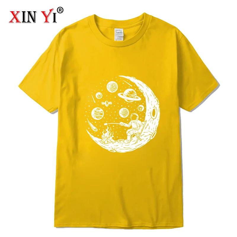 Mens Tshirt High Quality 100 Cotton Funny Astronaut Moon Barbecue Print Casual Loose Cool Men Oneck Tshirt Tee Tops
