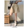 Stylish and Breathable Cotton-Linen Work Shorts for Women, Fashionable High Waist and Loose Fit Wide-Leg Pants