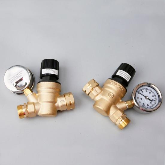 Клапан регулятора давления воды, латунный бессвинцовый регулируемый редуктор давления воды с манометром для
