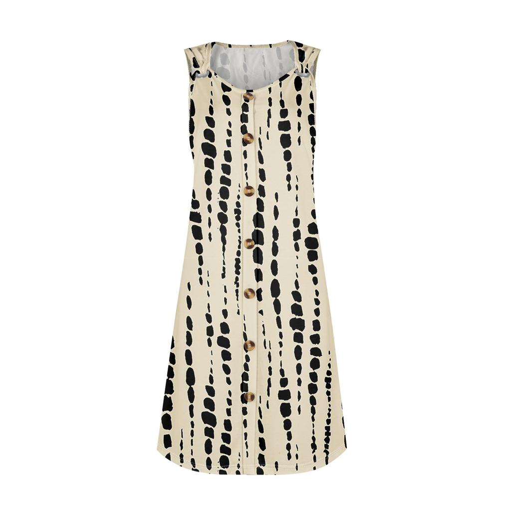 Летние платья для женщин Пляжные бохо без рукавов с принтом Футболки-майки Сарафаны