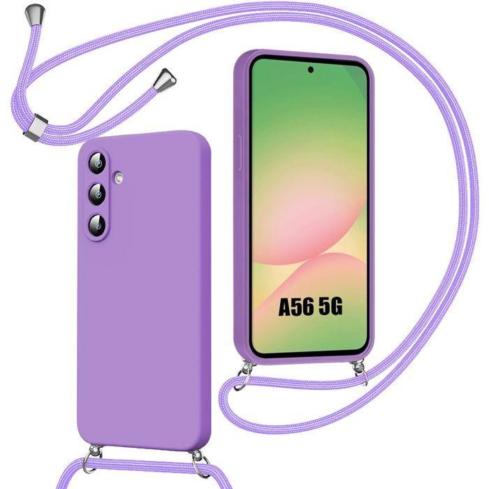 Coque de protection - BOOLING - pour Samsung Galaxy A56 5G - Silicone Souple - Violet - avec Cordon Inclus
