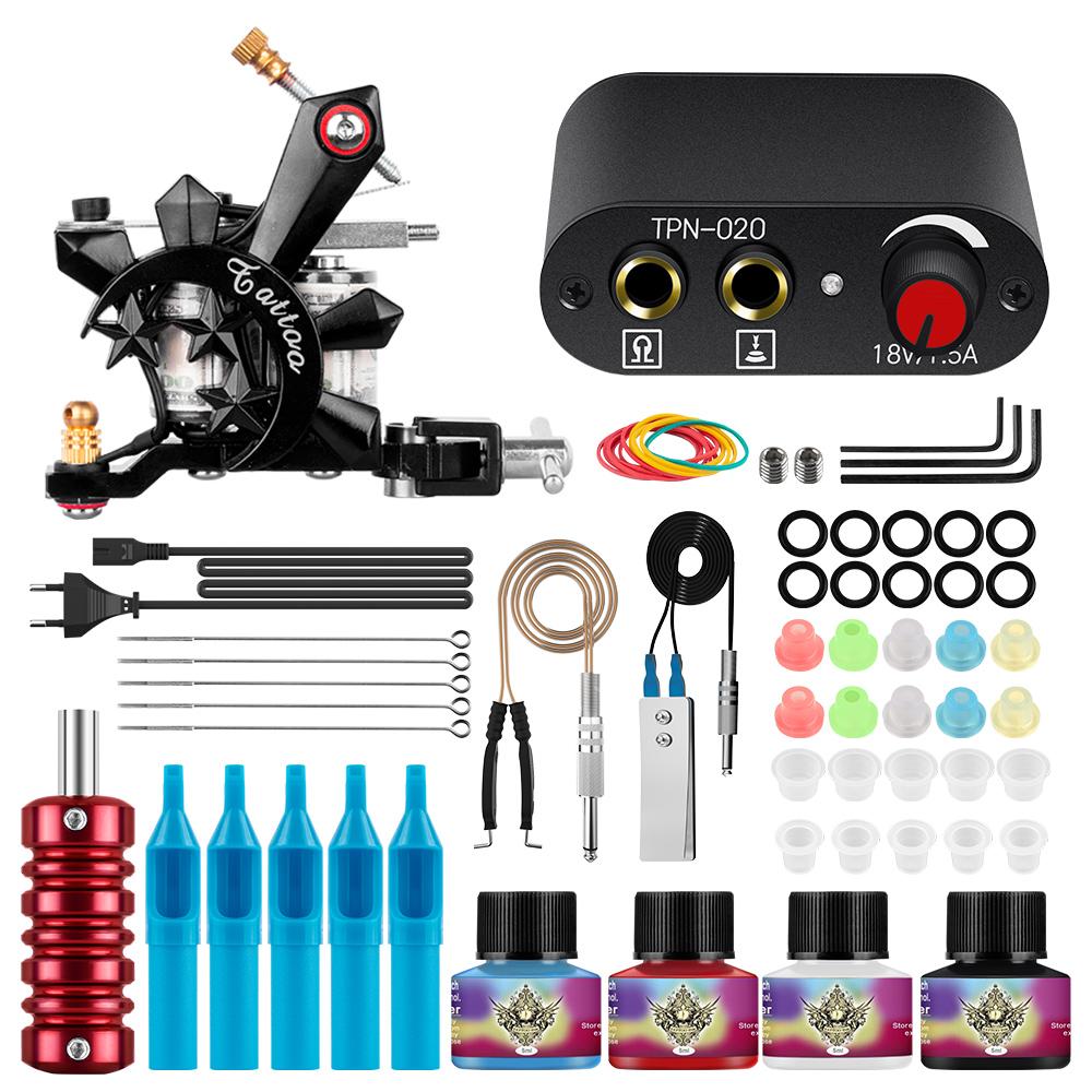Комплект тату-машины PHOENIXY для начинающих, пистолет, источник питания, чернила премиум-класса, иглы, набор коробок, иглы с чернилами для татуировки, полный комплект