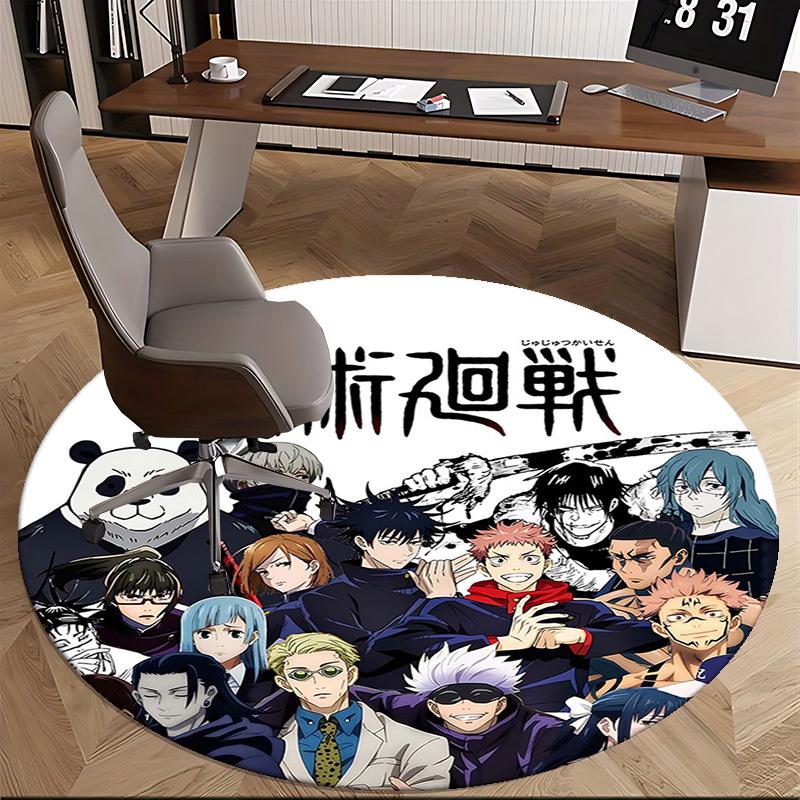1 шт. Круглый ковер Аниме Jujutsu Kaisen, Коврик под офисное кресло, Нескользящий ковер для домашнего декора, Гостиной, Спальни, Игровой комнаты