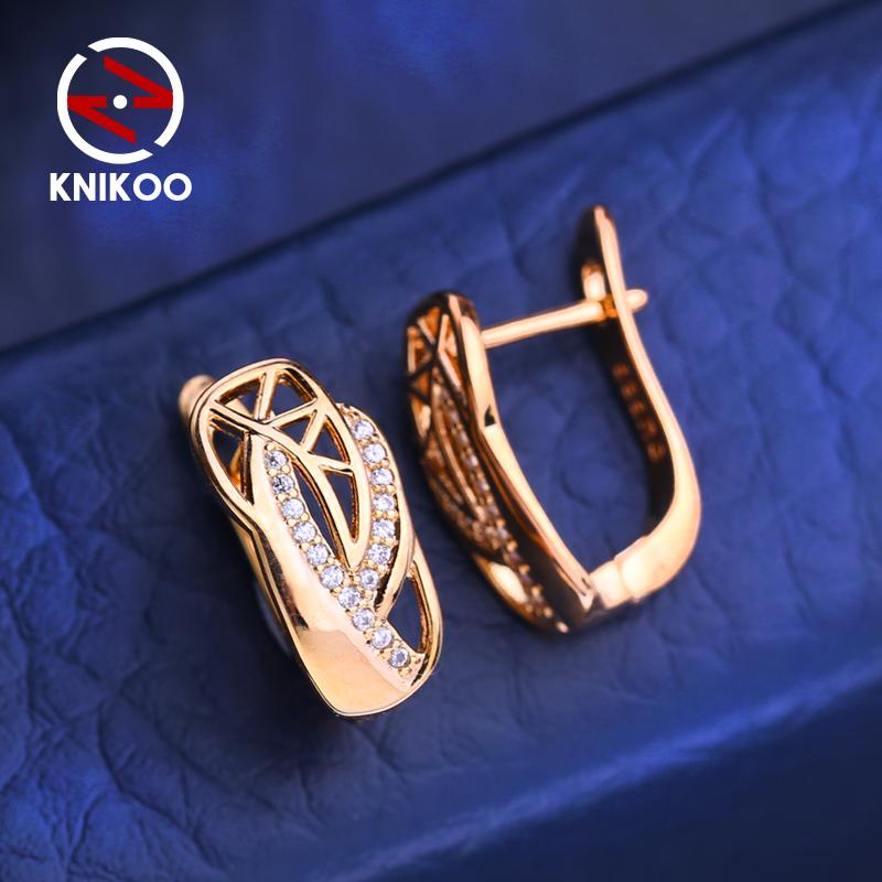 KNIKOO Серьги-клипсы для женщин с кубическим цирконием, модные серьги-гвоздики-кольца, ювелирные изделия для свадебной вечеринки, подарки