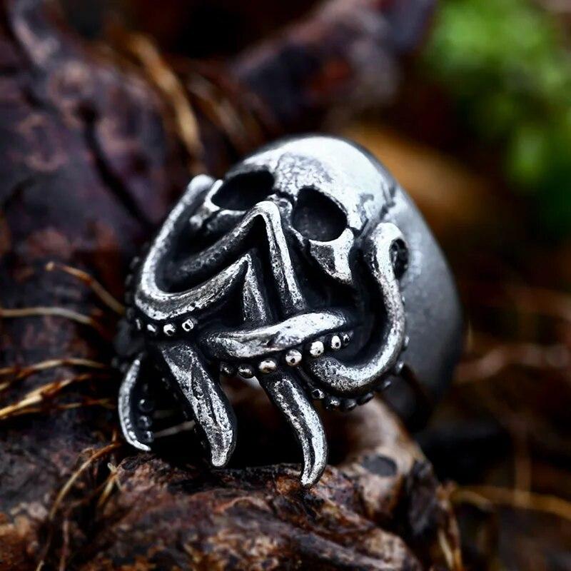 Антикварные модные мужские кольца Череп Осьминог Викинг Кальмар Волк Тигр Медведь Овца Свирепые животные Ретро Панк Ювелирные изделия Прямая доставка