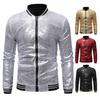 Men Sequin Jacket Tik yoqali Yaltiroq Uzun yengli Slim fit Fermuarli Kardigan O'rta uzunlikdagi Sahna ko'rsatuvi Raqs ijrosi Palto