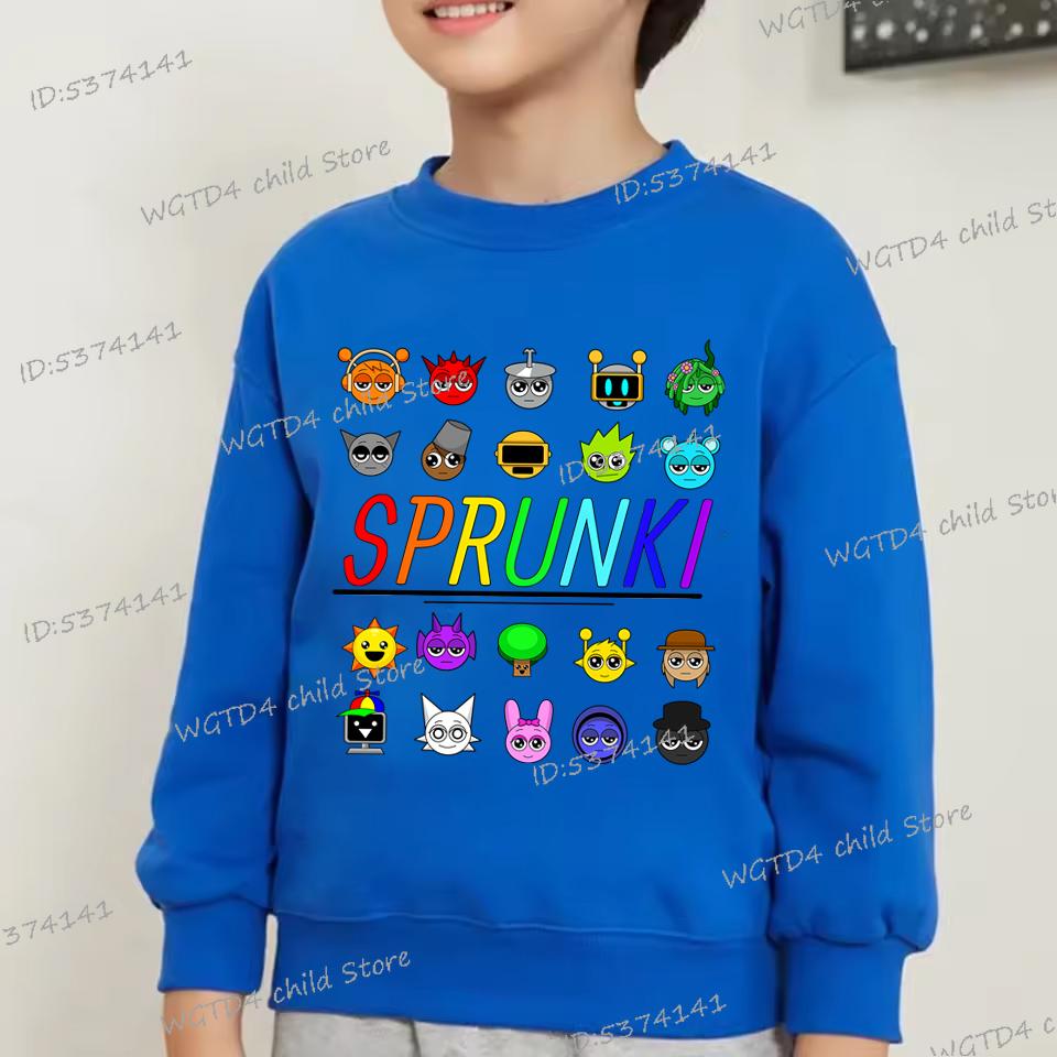 Sprunki Cute Game Figure Print Kids Sweatshirt Cartoon Sprunki Boys Incredibox Long Sleeve Pullover Girls Funny Hoodie
