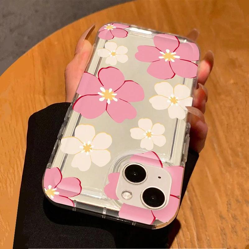 Синий Премиум Цветок Прозрачный Чехол для Телефона для Iphone 16 15 14 Pro Max 13 12 Pro 11 X XR XS 7 8 Plus SE2 Чехол-бампер Funda
