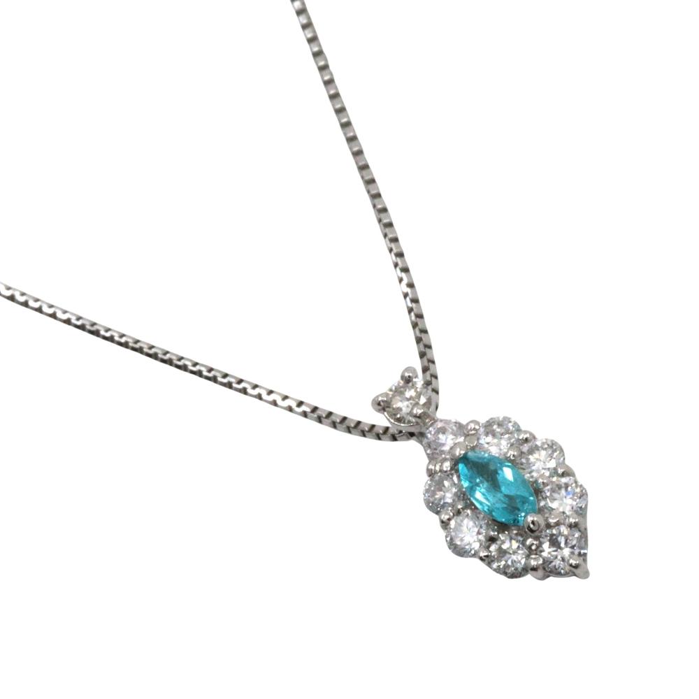 Paraiba tourmaline Necklace PtPlatinum/diamond 2.1g Women Used