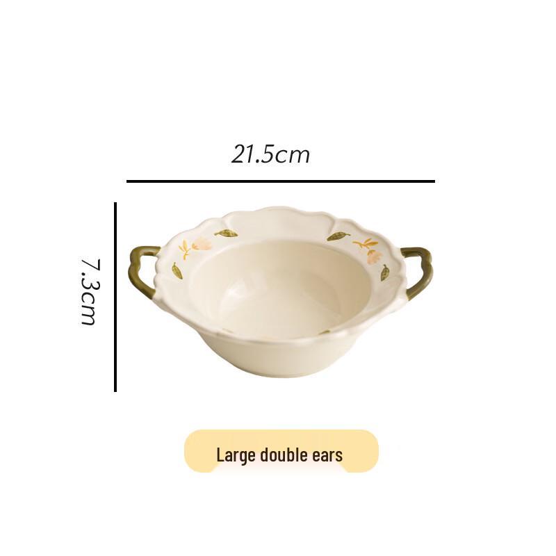 Керамические миски ZISIZ Fresh Cream 8,5 дюймов с двойными ручками (2-Pack)