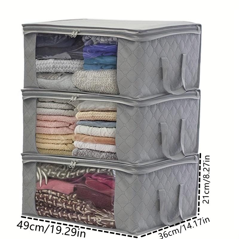 3PCS handbag, clothing storage bag, foldable blanket storage bag, used for organizing the storage of bedroom cabinets and blanke