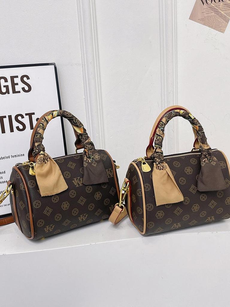 Vintage European & American Monogram Boston Pillow Bag – Women’s Handbag, Shoulder or Crossbody Style