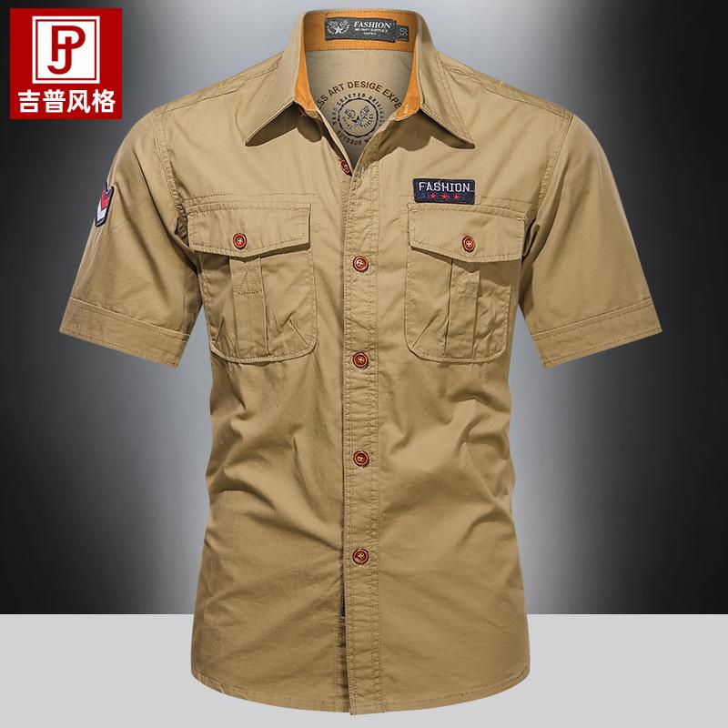 Summer Half Sleeve Shirt Men Casual Military Short Sleeve Shirt