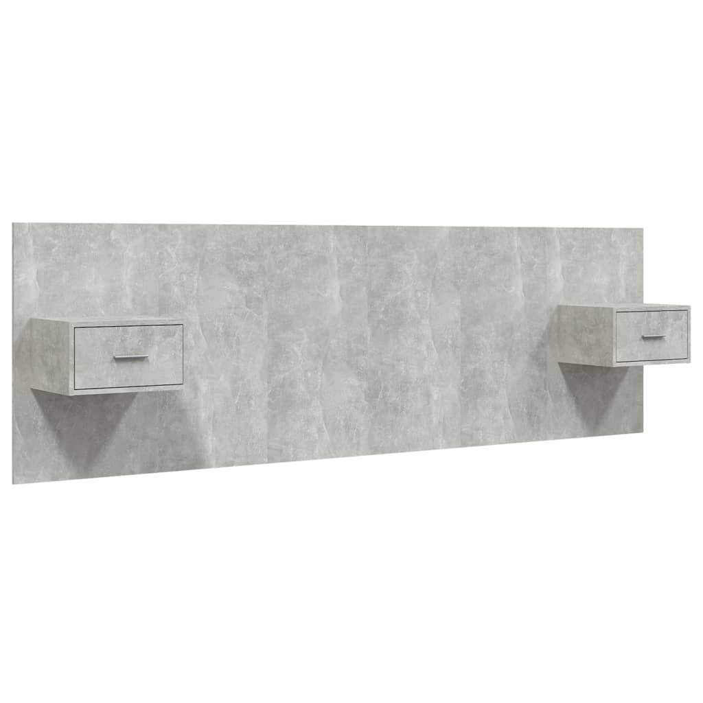 Headboard with Nightstands Concrete Grey Particleboard