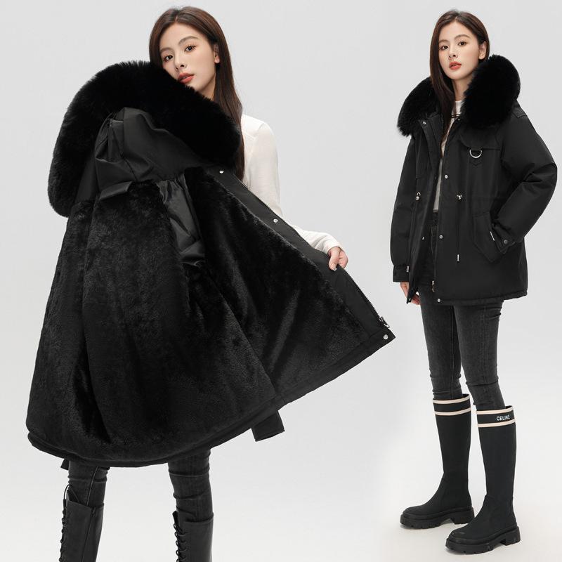 Inner Lining with Plush and Thickened Style To Overcome Cotton Jacket Women's Winter Wear Large Fur Collar New Cotton Jacket