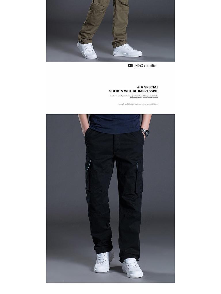 Men's Multi-Pocket Cargo Pants for Summer, Spring, and Autumn - Loose, Straight-Leg Casual Trousers