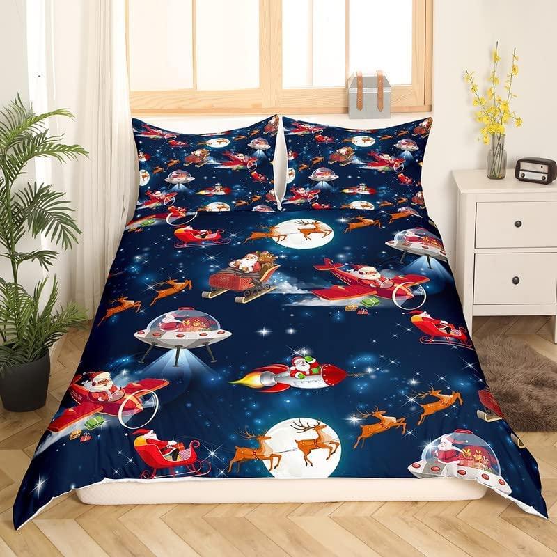 Рождественский комплект пододеяльников King Queen Full Twin Size для детей подростков взрослых комплект постельного белья из полиэстера с наволочкой