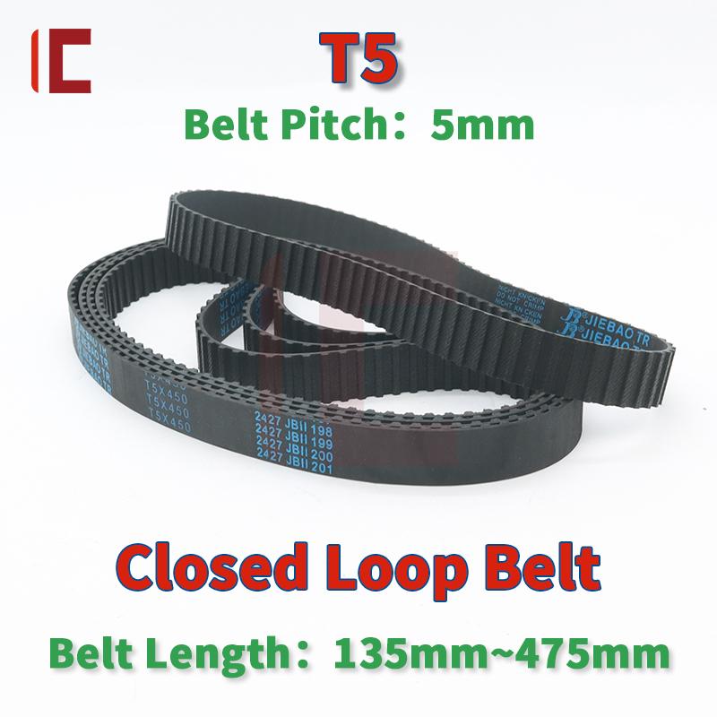 T5 Timing Belt Length 135mm to 475mm Trapezoidal Tooth Belt T5 10mm 15mm T5 Belt 20mm 25mm T5 Timing Pulley Belt T5 Rubber Belt