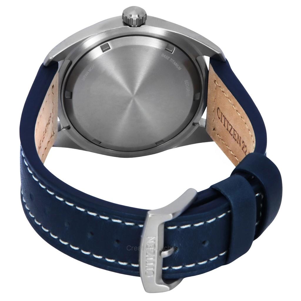 Citizen Eco-Drive Super Titanium Blue Leather Strap Blue Dial BM8560-45L 100M Men's Watch