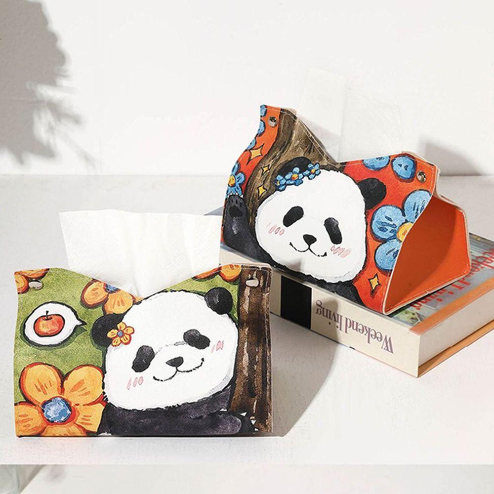 Коробка для салфеток Panda Car, настольный держатель для салфеток, чехол, ящик для хранения, настольный контейнер для салфеток из искусственной кожи, ванная комната, домашний декор