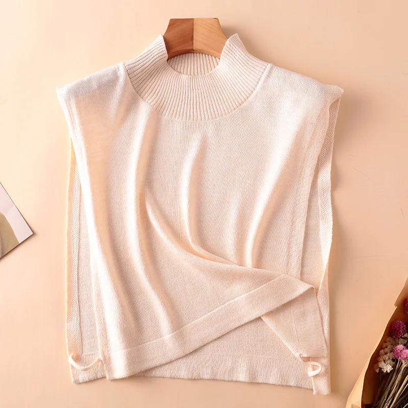 Women Wool Detachable Collar Fake Neck Mock Hooded Solid Color False Sweater Ladies Turtleneck Neckwear Clothing Accessories