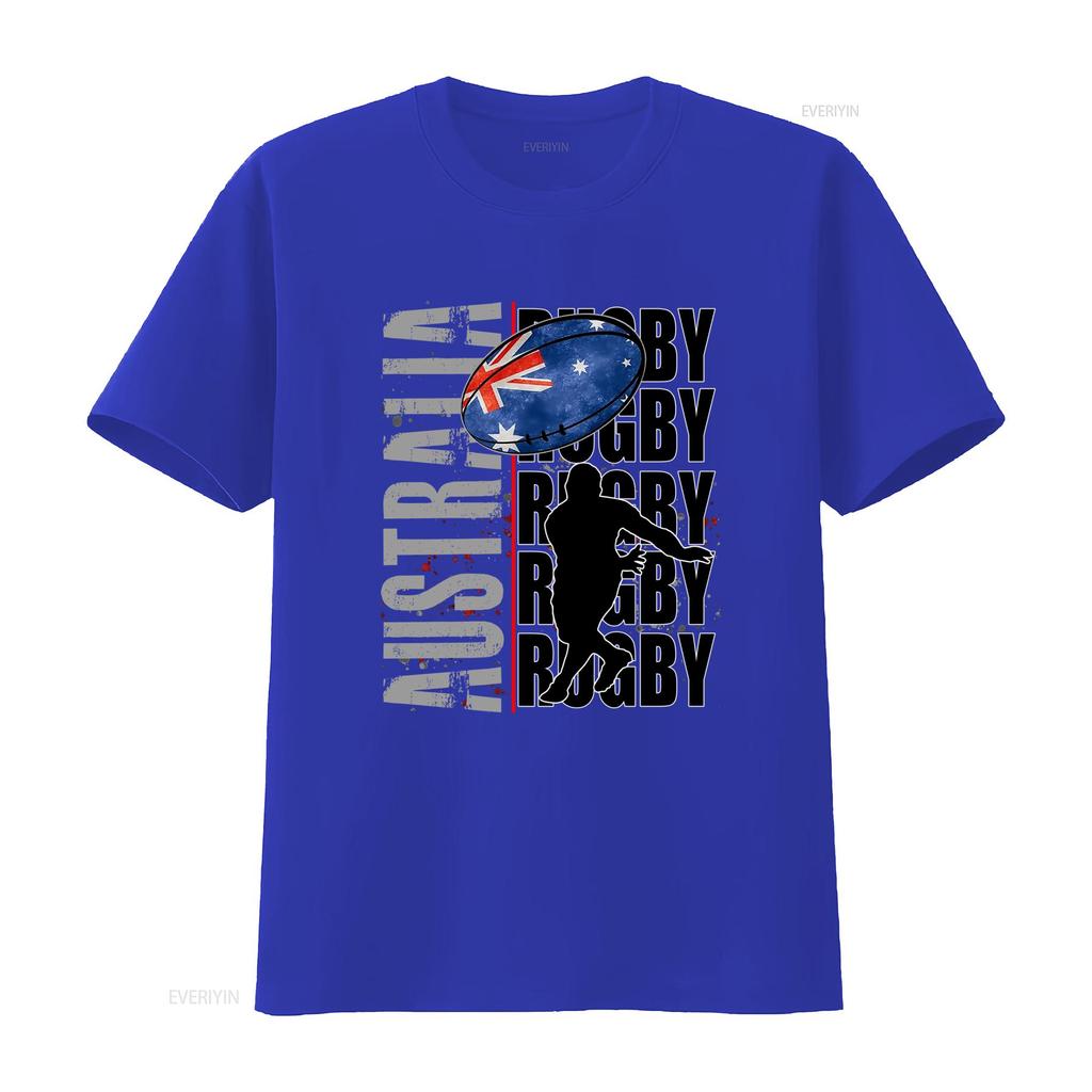 Cool Streetwear Australia Rugby Australian Flag Ball Player Silhouette Print Casual T Shirt Vintage Fashion Comfortable
