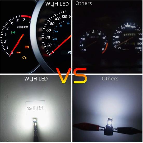 WLJH 10 Pack White Canbus T5 Led Bulb 2721 37 74 Wedge Lamp PC74 Twist Sockets Dash Dashboard Lights trument Panel Cluster Leds Car Replacement