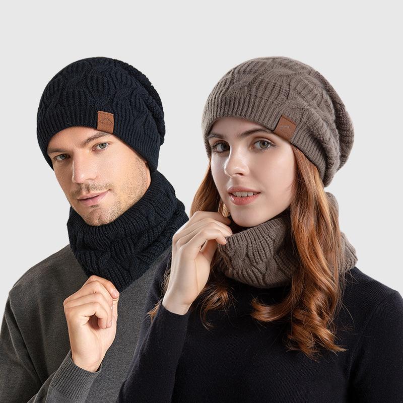 Осень-зима уличная теплая шерстяная шапка лыжная шапка шарф комплект мужские шапочки Skullies женские вязаная шапка бархатная утолщенная шапка Балаклава