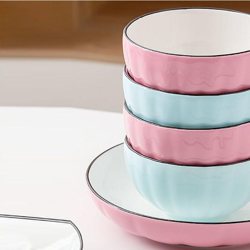 Набор бытовой посуды, креативная керамическая тарелка, японская миска для супа с лапшой, миска для еды, миска с тыквой, тарелка, обеденная тарелка, блюдо