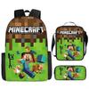 Minecraft Game Merchandise 3-Piece Backpack, Pencil Case, Lunch Bag for Kids