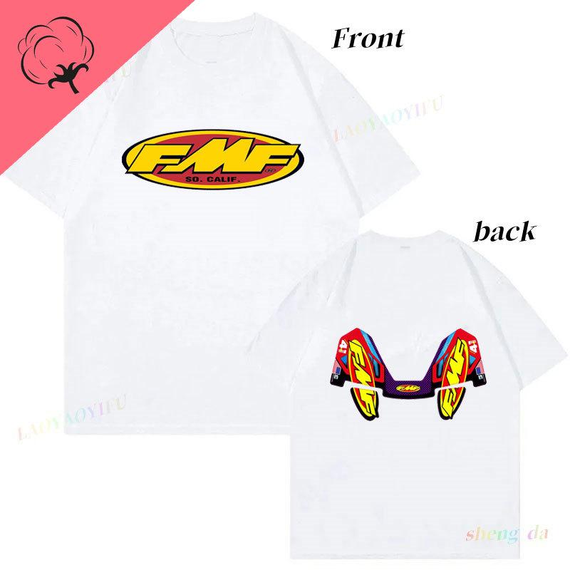 New Style Double Side Picture Printed Vintage Fmf Racing Exhaust Ama Motocross Tshirt Camisa 100 Cotton Graphic Unisex T Shirts