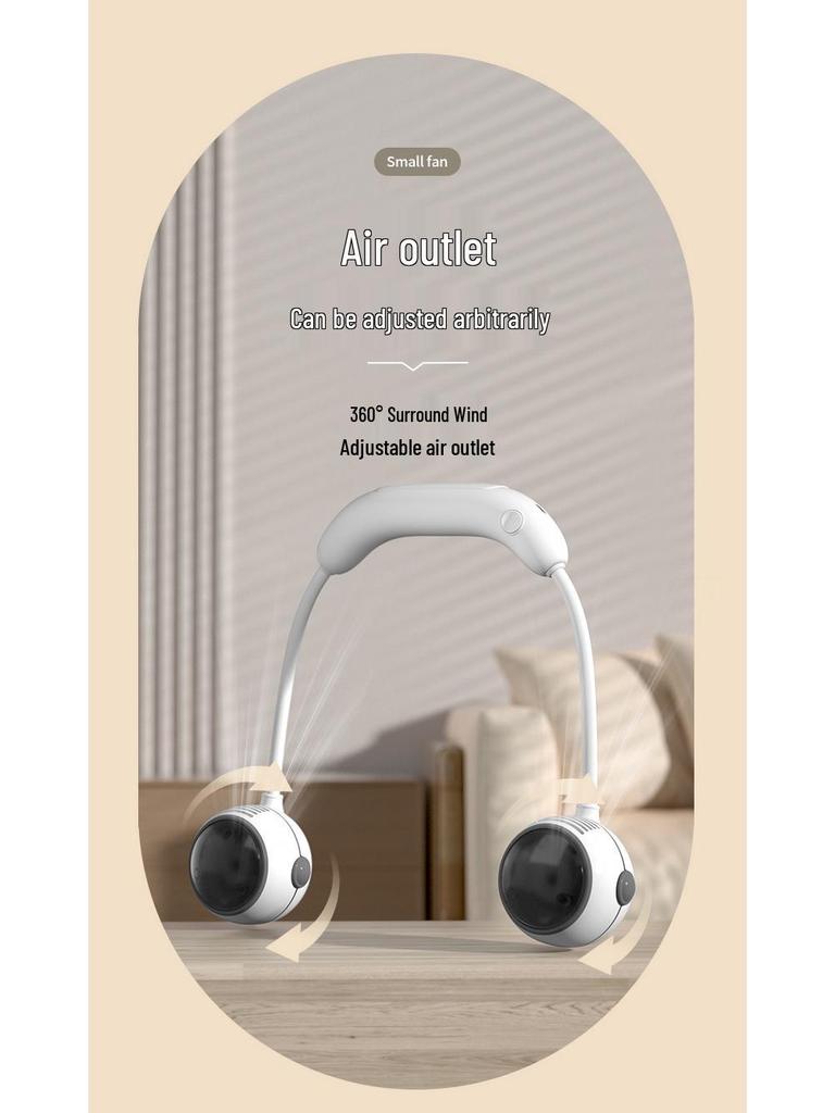 2024 Portable Neck-Hanging Bladeless Foldable USB Fan: Lazy, Large-Capacity Outdoor Cooling