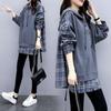 6535 Cotton Women's Fake Two-Piece Hooded Sweatshirt, Korean Style, Loose Fit, Spring/Autumn 2022 Trend.