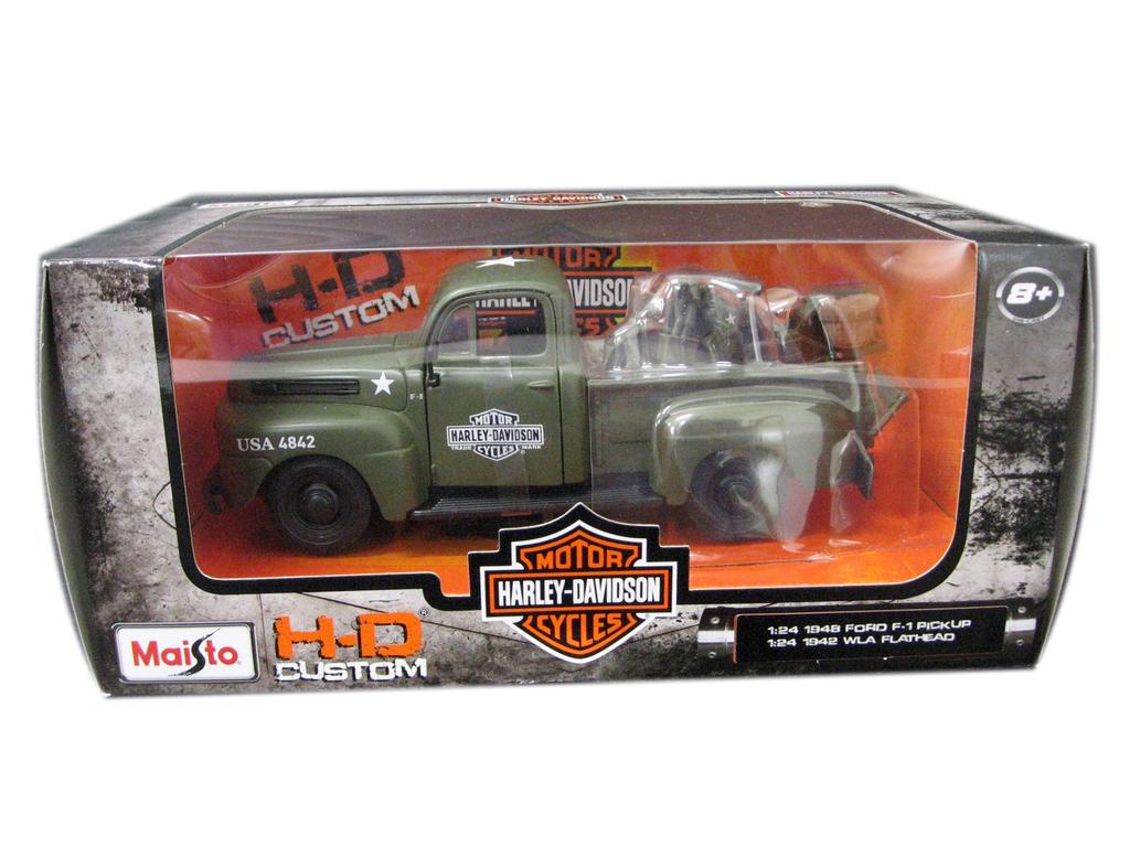 Maisto HD Custom Ford Pickup Flat Head 124 Harley-Davidson F-1 + (Army) 200-152