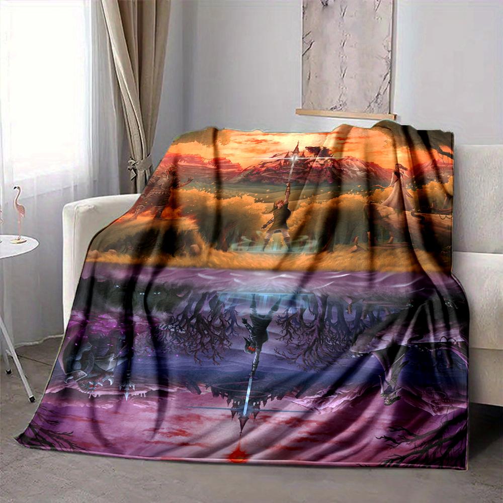 1Pc Fantasy World Reflections Flannel Blanket, Soft And Comfortable, Casual Warm, Camping Travel, Christmas, Halloween Xmas Gift L1497