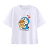 Pure Cotton Childrens Shortsleeved Tshirt for Summer Boys and Girls Halfsleeved Childrens Clothing with Doraemon Pattern