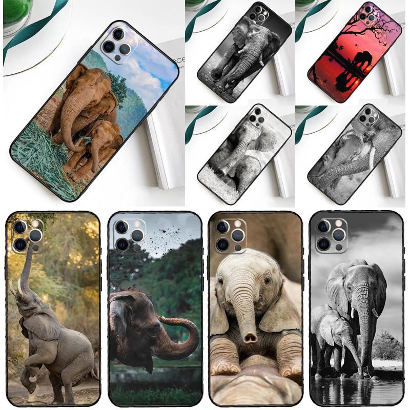 Elephant Animal Phone Case For iPhone 16 15 Pro Max 12 13 Mini 11 14 Pro Max XR 16 15 Plus 16e Cover Coque
