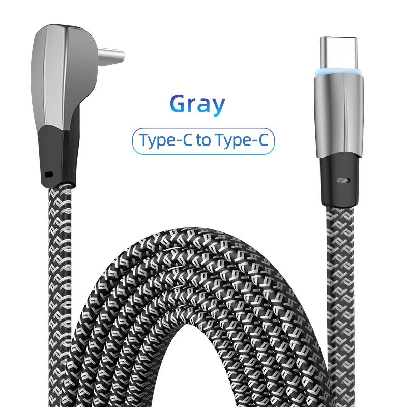 PD 60W Fast Charging Cable Type C To Type C 90 Degree USB C Quick Charger For Tesla Samsung Xiaomi Huawei With Data Transfer