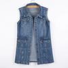 Women's Spring and Summer Large Size Denim Vest Single-breasted Medium-length Sleeveless Undershirt Jacket